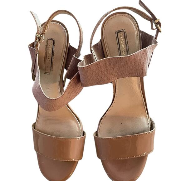 Antonio Melani Tan Slingback Heels Women’s 8.5 Leather Pointed Toe Career EUC - Picture 2 of 12